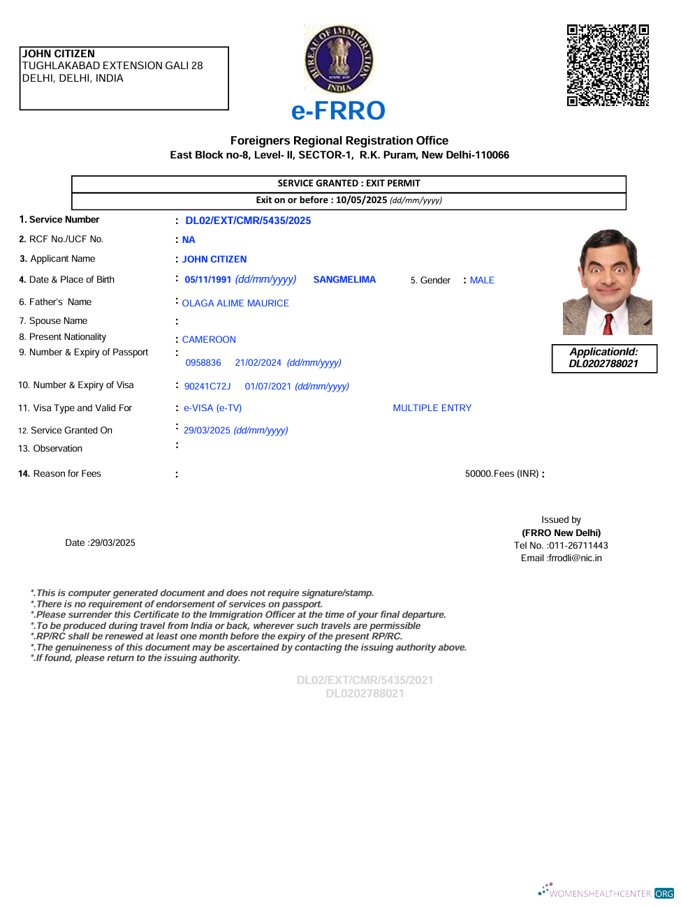 Download India e visa template in Word and PDF formats, version 3 Photoshop template